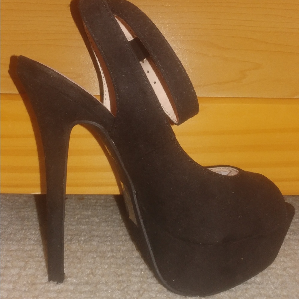 Sheikh - Black micro-suede, Stiletto (size 6)
